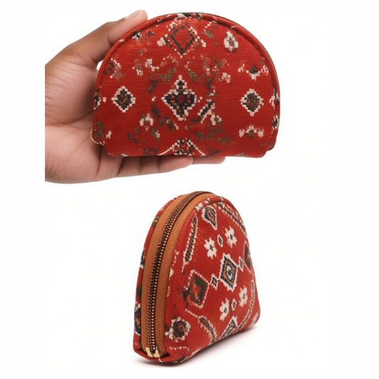 Handblock Printed Fabric Coin Pouch – Compact Travel Pouch for Women (Random Print-Pack of 1)