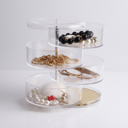 4-Layer Rotating Jewellery Box – Multi-Tier Organizer for Rings, Earrings, Bracelets & Accessories