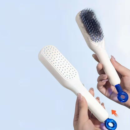 One-Push Hair Brush with Retractable Bristles – Anti-Static Detangler for Wet & Dry Hair (Random color-Pack of 1)