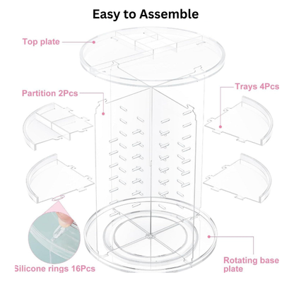 360° Rotating Makeup Organizer – Adjustable Layer Cosmetic Storage Stand with Large Capacity