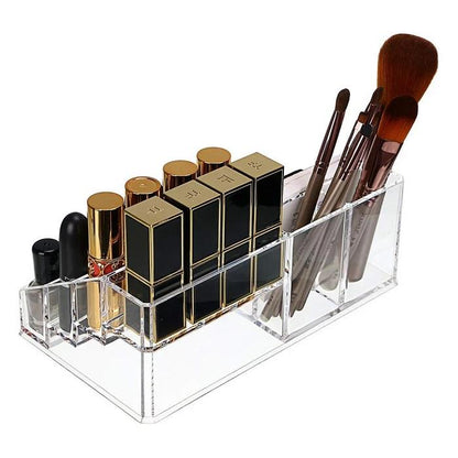 16 Cavity Cosmetic Organiser – Transparent Plastic Makeup Organizer Box with 16 Compartments for Jewellery, Lipstick, Nail Paint & Accessories (Pack of 1)