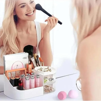 All-in-One Makeup Organizer with Storage Drawers – Desktop Vanity Box for Cosmetics, Skincare, Perfumes & Jewelry (Random Color)