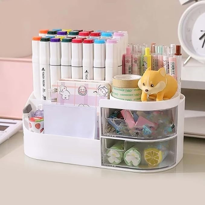 All-in-One Makeup Organizer with Storage Drawers – Desktop Vanity Box for Cosmetics, Skincare, Perfumes & Jewelry (Random Color)
