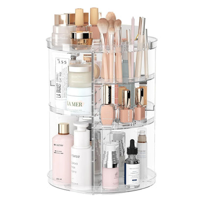 360° Rotating Makeup Organizer – Adjustable Layer Cosmetic Storage Stand with Large Capacity