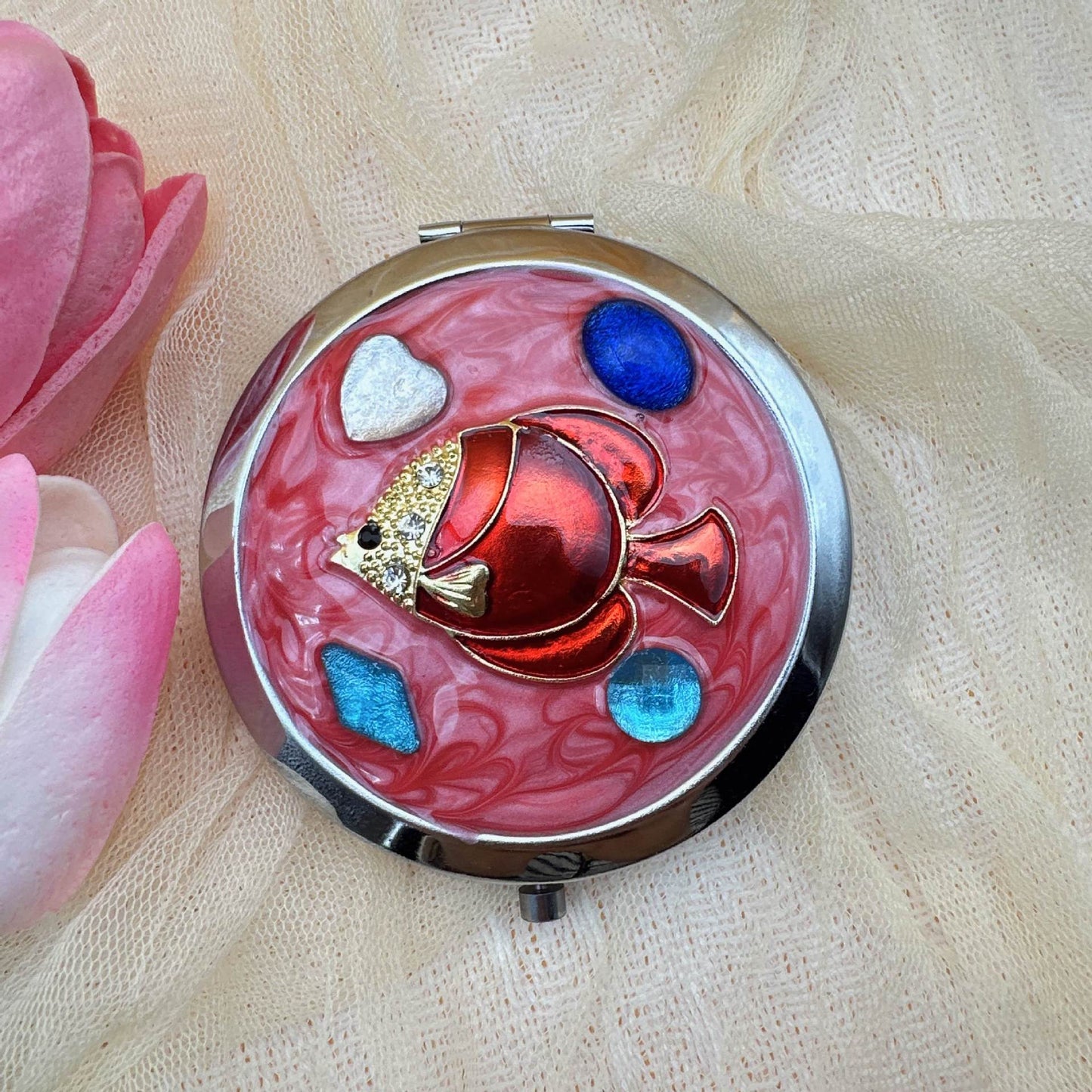 Portable Make-Up Folding Mirror – Compact & Travel-Friendly (Random Design-Pack of 1)