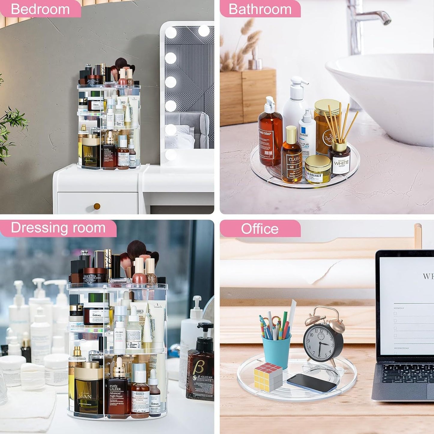 360° Rotating Makeup Organizer – Adjustable Layer Cosmetic Storage Stand with Large Capacity