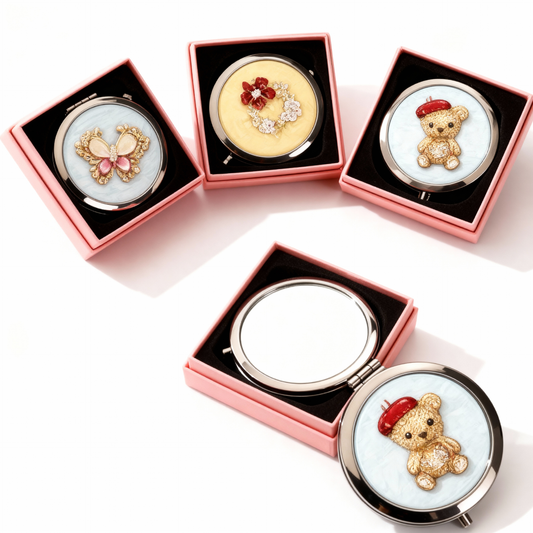 Portable Make-Up Folding Mirror – Compact & Travel-Friendly (Random Design-Pack of 1)