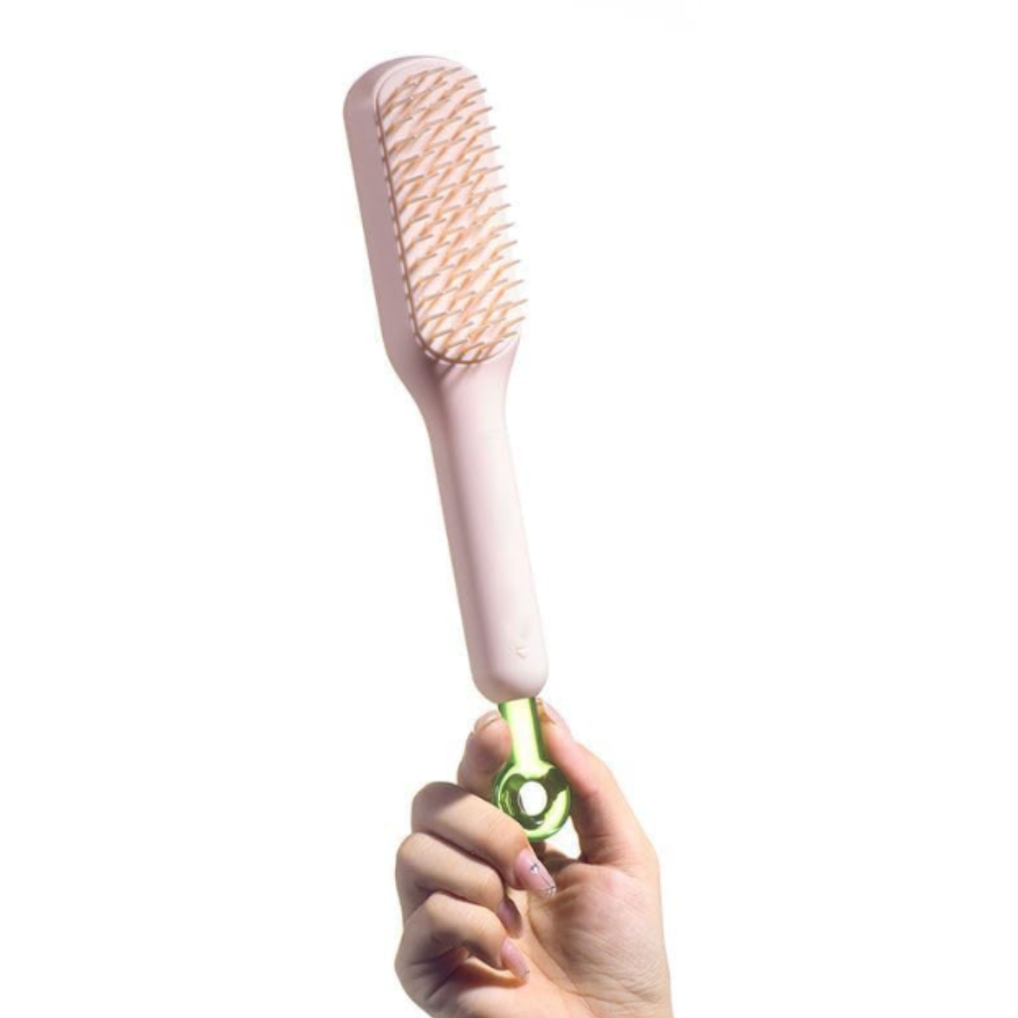 One-Push Hair Brush with Retractable Bristles – Anti-Static Detangler for Wet & Dry Hair (Random color-Pack of 1)