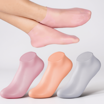 Silicone Gel Moisturizing Socks for Cracked Heels – Reusable Hydrating Spa Socks for Dry Feet, Heels & Callus Repair (Pack of 1 Pair-Random Skin tone color)