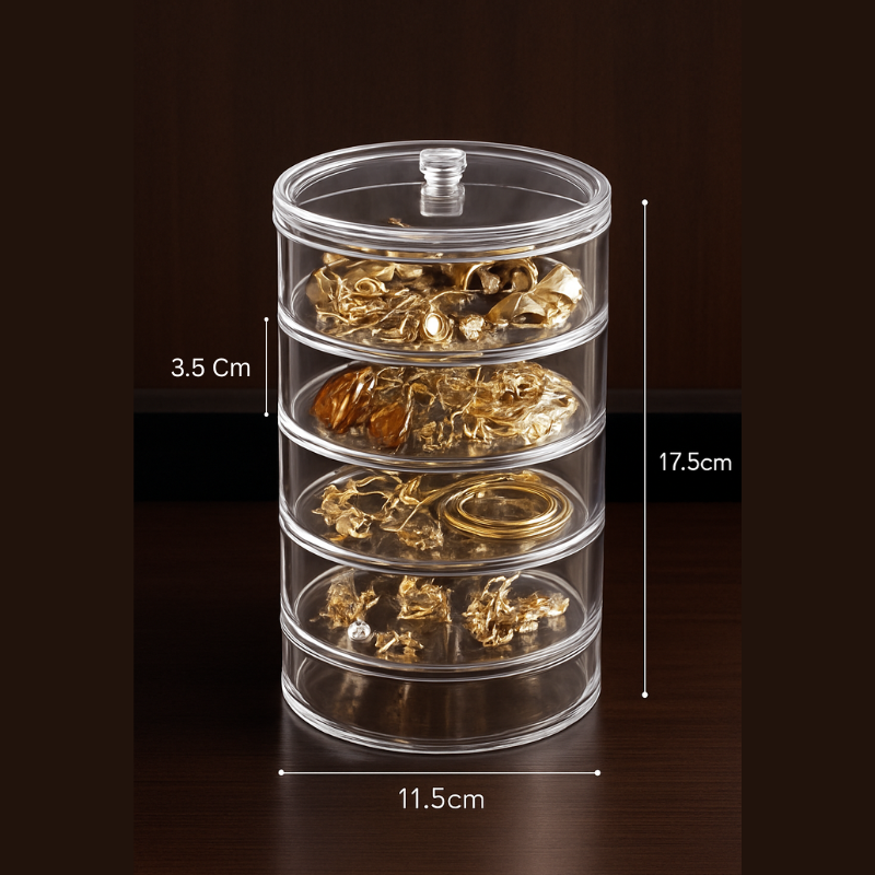 4-Layer Rotating Jewellery Box – Multi-Tier Organizer for Rings, Earrings, Bracelets & Accessories