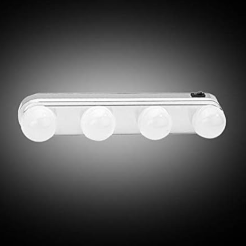 Battery Powered Makeup Light – Studio Glow Super Bright 4 LED Bulbs for Mirror & Vanity