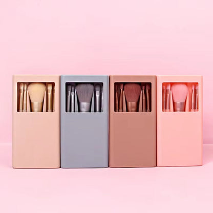 Beauty Travel Makeup Brush Set – 5 Pcs Brushes in Shell Mirror Box (Random Color)