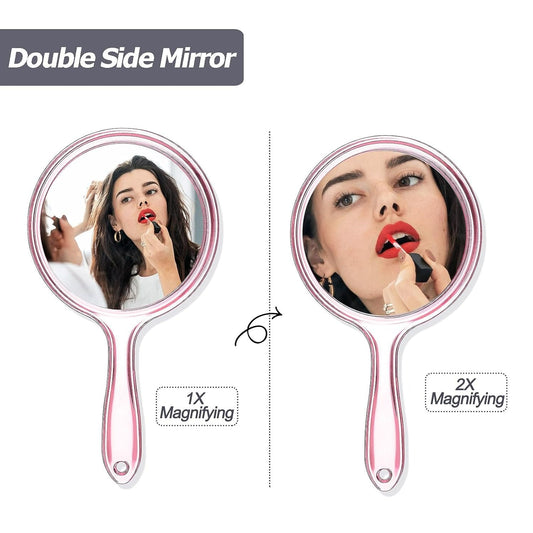 2X Magnifying Double-Sided Mirror – Handheld & Wall Mount Cosmetic Mirror