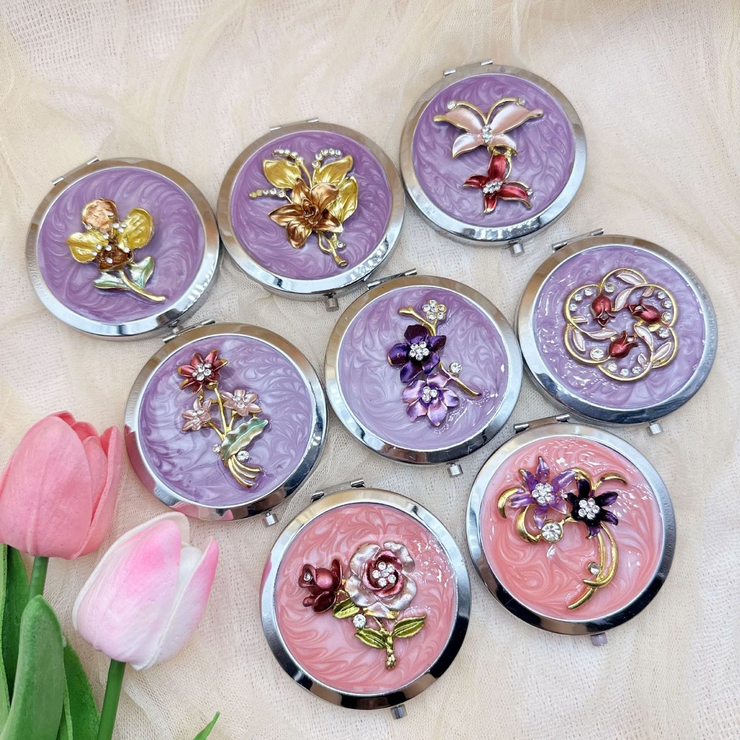 Portable Make-Up Folding Mirror – Compact & Travel-Friendly (Random Design-Pack of 1)