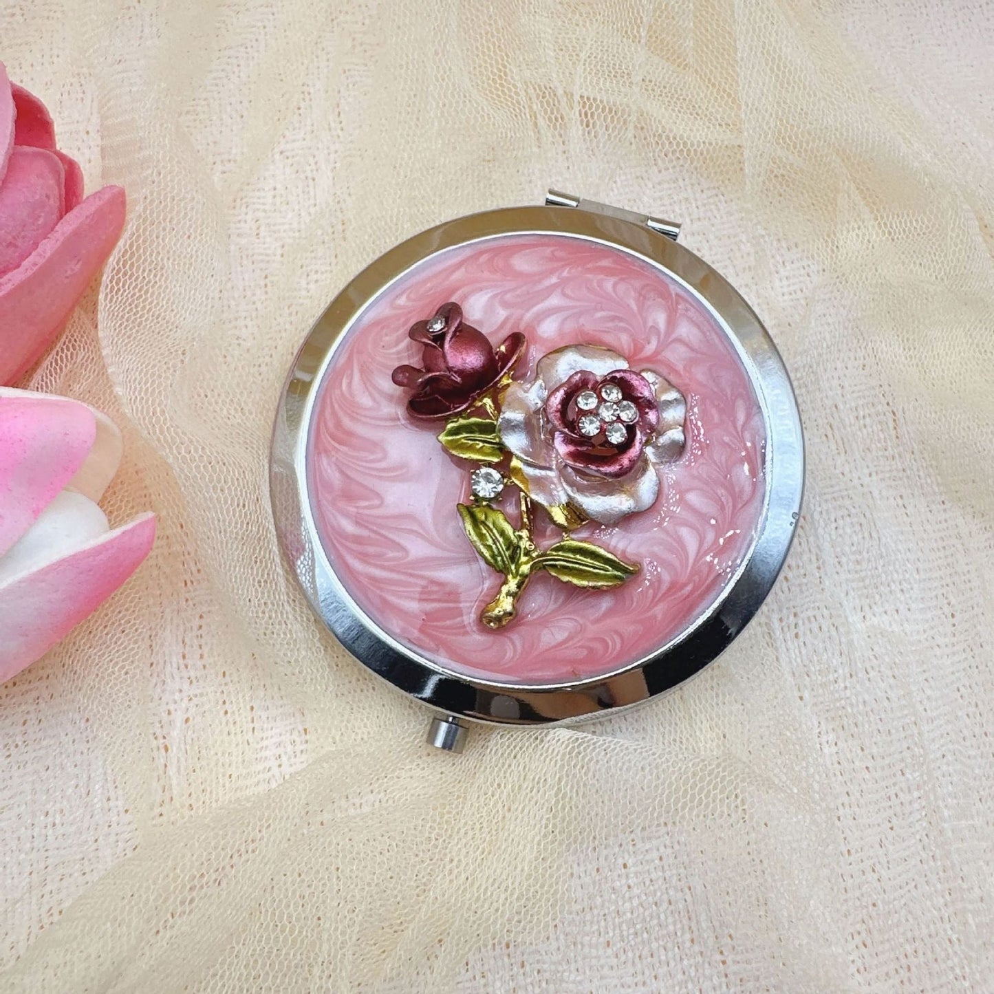 Portable Make-Up Folding Mirror – Compact & Travel-Friendly (Random Design-Pack of 1)